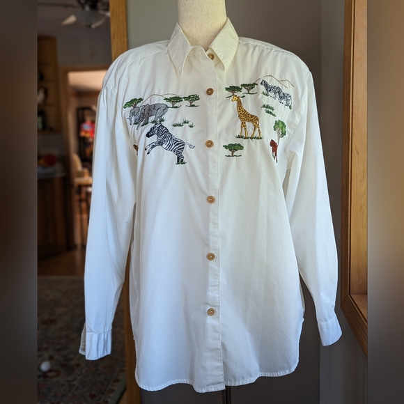 70’s Psychedelic Abstract Art Button Down Shirt by Alfred Dunner main image 0